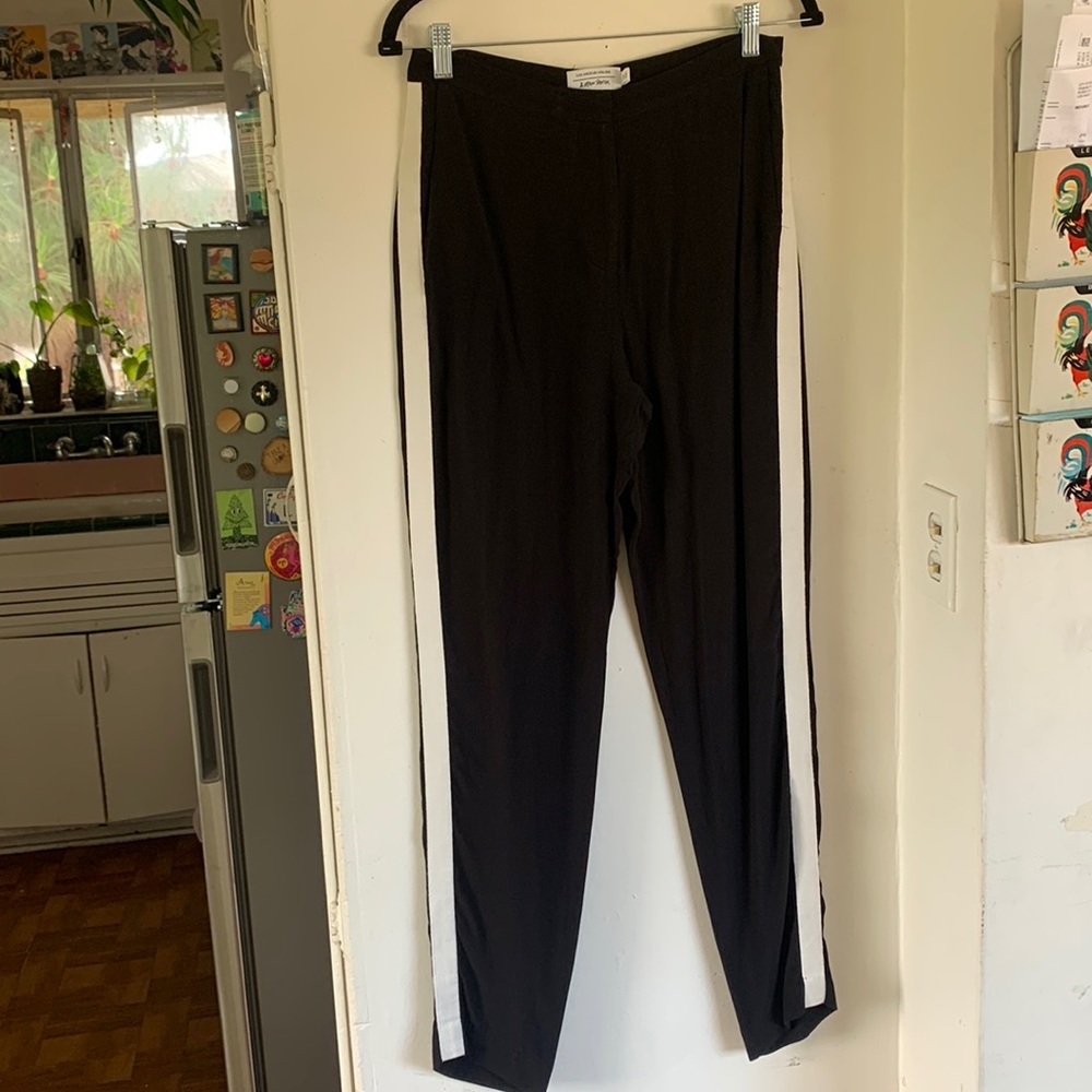 Los Angeles Atelier & other stories tuxedo pants, long white ribbon down legs